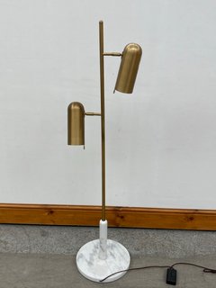 ALISSIN FLOOR LAMP IN BRASS & WHITE MARBLE BASE: LOCATION - C1