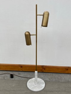 ALISSIN FLOOR LAMP IN BRASS & WHITE MARBLE BASE: LOCATION - C1