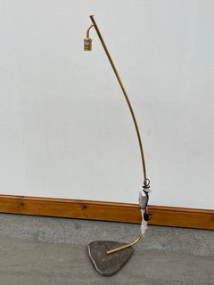 LINA FLOOR LAMP IN ANTIQUE BRASS & HONED BROWN MARBLE BASE - RRP £625: LOCATION - C2