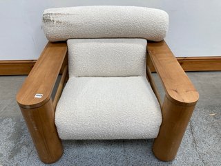 DILLON ARMCHAIR IN BOUCLE NATURAL - RRP £895: LOCATION - D1