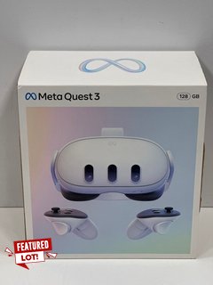 META QUEST 3 ALL-IN-ONE VR HEADSET 128 GB GAMES CONSOLE (ORIGINAL RRP - £479) IN WHITE: MODEL NO S3A (WITH BOX & ALL ACCESSORIES) [JPTM116567]. THIS PRODUCT IS FULLY FUNCTIONAL AND IS PART OF OUR PRE