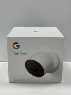 GOOGLE NEST CAM, OUTDOOR OR INDOOR BATTERY POWERED SECURITY CAMERA IN SNOW: MODEL NO G3AL9 (WITH BOX & ALL ACCESSORIES) [JPTM117505]. (SEALED UNIT). THIS PRODUCT IS FULLY FUNCTIONAL AND IS PART OF OU