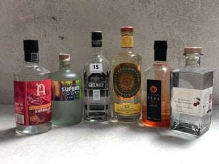 6 X ASSORTED ALCOHOLIC SPIRITS TO INCLUDE JIN MALLOWS PINEAPPLE & GINGER INFUSED GIN 70CL 40% VOL. TO INCLUDE GREENHALL'S THE ORIGINAL LONDON DRY GIN 70CL 37.5% VOL. (WE OPERATE A CHALLENGE 25 POLICY