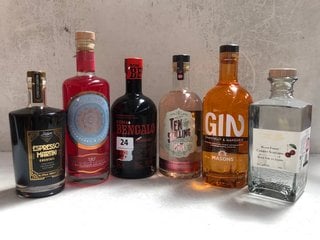 6 X ASSORTED ALCOHOLIC SPIRITS TO INCLUDE JIN MALLOWS STRAWBERRY & COCONUT INFUSED GIN 70CL 40% VOL TO INCLUDE RON BENGALO GIN FROM TRINIDAD 700ML 40% VOL. (WE OPERATE A CHALLENGE 25 POLICY. 18+ ID M