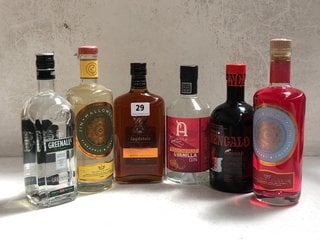 6 X ASSORTED ALCOHOLIC SPIRITS TO INCLUDE RON BENGALO GIN FROM TRINIDAD 700ML 40% VOL. TO INCLUDE ANNO PASSIONFRUIT & VANILLA INFUSED GIN 70CL 40% VOL. (WE OPERATE A CHALLENGE 25 POLICY. 18+ ID MAY B