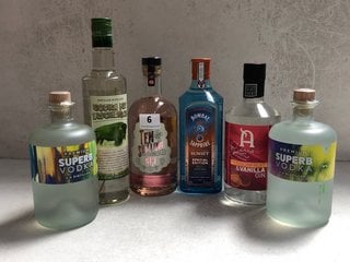6 X ASSORTED ALCOHOLIC SPIRITS TO INCLUDE TEN SHILLING PINK GRAPEFRUIT INFUSED GIN 70CL 40% VOL. TO INCLUDE VODKA MIT BISONGRAS FLAVOURED VODKA WITH BISON GRASS 70CL 37.5% VOL. (WE OPERATE A CHALLENG