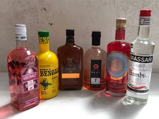 6 X ASSORTED ALCOHOLIC SPIRITS TO INCLUDE SHETLAND WILDFIRE SPICED GIN 700ML 40% VOL. TO INCLUDE GREENALL'S WILD BERRY INFUSED GIN 70CL 37.5% VOL. (WE OPERATE A CHALLENGE 25 POLICY. 18+ ID MAY BE REQ