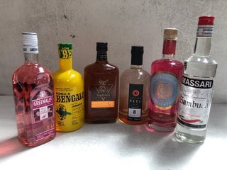 6 X ASSORTED ALCOHOLIC SPIRITS TO INCLUDE SHETLAND WILDFIRE SPICED GIN 700ML 40% VOL. TO INCLUDE RON BENGALO GIN FROM JAMAICA 700ML 40% VOL. (WE OPERATE A CHALLENGE 25 POLICY. 18+ ID MAY BE REQUIRED