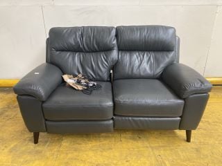 1 X 2 SEATER ELECTRIC LEATHER SOFA, DARK GREY, CABLES INCLUDED