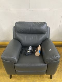 1 X ELECTRIC LEATHER ARMCHAIR, DARK GREY, CABLES INCLUDED