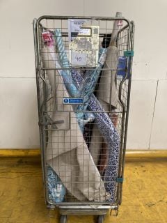 1 X CAGE OF VARIOUS ROLLS OF FABRICS TO INCLUDE A ROLL OF MONTREAUX FABRIC, ASHY PINK LARGE FLORAL (CAGE NOT INCLUDED)
