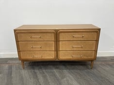 OSCAR CANE & SOLID OAK SIX DRAWER DRESSER WITH SLIM RESIN HANDLES WITH BRASS CAPS RRP- £2495 (COLLECTION OR OPTIONAL DELIVERY)