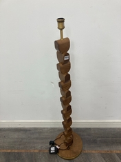 FELIX STAINED SOLID ASH SCULPTURAL STACKED BEAD DETAIL FLOOR LAMP ONLY (NATURAL LINEN SQUARE SHADE MISSING) RRP- £850 (COLLECTION OR OPTIONAL DELIVERY)