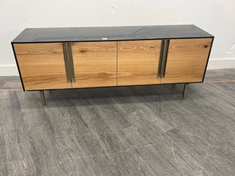 MERCER SOLID FRENCH OAK SIDEBOARD WITH STATEMENT BRASS AND STEEL ACCENTS RRP- £1795 (COLLECTION OR OPTIONAL DELIVERY)