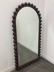 EMILIA LARGE SOLID DARK OAK OVERSIZED ARCH SILHOUETTE FLOOR MIRROR WITH DECORATIVE BOBBLE FRAME RRP- £1995 (COLLECTION OR OPTIONAL DELIVERY)