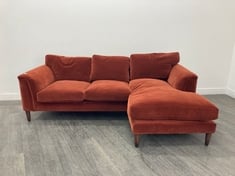 REYA SCANDINAVIAN BIRCH FRAME CHAISE-END SOFA UPHOLSTERED IN VELVET RUST CAN BE RIGHT OR LEFT CHAISE RRP- £4195 (COLLECTION OR OPTIONAL DELIVERY)