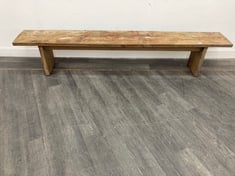 CALNE SOLID AGED OAK WOODEN BENCH WITH VISIBLE KNOTS AND CRACKS SEATS 3-4 PEOPLE RRP- £2595 (COLLECTION OR OPTIONAL DELIVERY)