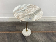 FLEET BRASS LEG MEDIUM / MID SIDE TABLE WITH TERRA BIANCA MARBLE TOP & BASE RRP- £295 (COLLECTION OR OPTIONAL DELIVERY)