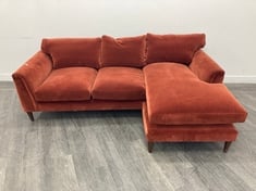 REYA SCANDINAVIAN BIRCH FRAME CHAISE-END SOFA UPHOLSTERED IN VELVET RUST CAN BE RIGHT OR LEFT CHAISE RRP- £4195 (COLLECTION OR OPTIONAL DELIVERY)