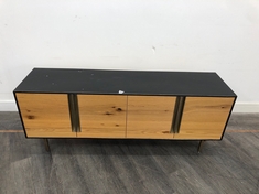 MERCER SOLID FRENCH OAK SIDEBOARD WITH STATEMENT BRASS AND STEEL ACCENTS RRP- £1795 (COLLECTION OR OPTIONAL DELIVERY)