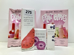 5 X ASSORTED GLOW RECIPE PRODUCTS TO INCLUDE PLUM PLUMP HYALURONIC SERUM 30ML (DELIVERY ONLY)