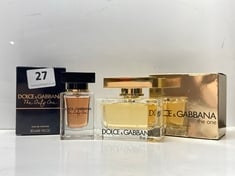 2 X ASSORTED DOLCE & GABBANA EAU DE PARFUM TO INCLUDE THE ONE 75ML TOTAL RRP- £110 (DELIVERY ONLY)