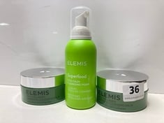 3 X ASSORTED ELEMIS PRODUCTS TO INCLUDE SUPERFOOD CICA CALM CLEANSING FOAM 180ML (DELIVERY ONLY)