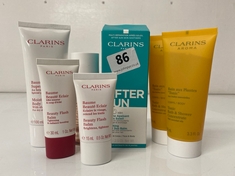 7 X ASSORTED CLARINS PRODUCTS TO INCLUDE MOISTURE-RICH BODY LOTION 100ML (DELIVERY ONLY)