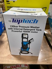 2 X ASSORTED ITEMS TO INCLUDE TOPTECH 135BAR PRESSURE WASHER WITH DETERGENT TANK POWERFUL 1800W MOTOR (DELIVERY ONLY)