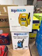 TOP TECH 3-IN-1 JUMP STARTER POWER PACK 529771211 TO INCLUDE TOP TECH 1400W PRESSURE WASHER WITH EXTERNAL DETERGENT BOTTLE 529771561 (DELIVERY ONLY)