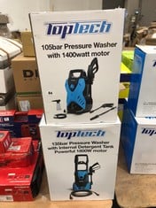 TOP TECH 1400W PRESSURE WASHER WITH EXTERNAL DETERGENT BOTTLE 529771561 TO INCLUDE TOP TECH 1800W PRESSURE WASHER WITH INTERNAL DETERGENT TANK 135 BAR 529771511 (DELIVERY ONLY)