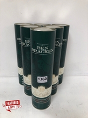 6 X BOTTLES OF BEN BRACKEN ISLAY SINGLE MALT SCOTCH WHISKY 70CL ABV 43% (PLEASE NOTE: 18+YEARS ONLY. STRICTLY NO COURIER REQUESTS. COLLECTIONS FROM BA SALEROOM FROM THURSDAY 13TH - WEDNESDAY 19TH JUN