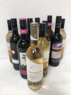 12 X ASSORTED BOTTLES OF WINE TO INCLUDE CHARDONNAY, CABERNET SAUVIGNON, PEDRO JIMENEZ AND CHENIN BLANC (PLEASE NOTE: 18+YEARS ONLY. STRICTLY NO COURIER REQUESTS. COLLECTIONS FROM BA SALEROOM FROM TH