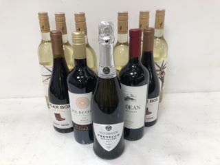 12 X ASSORTED BOTTLES OF WINE TO INCLUDE CIGAR BOX, STEIERMARK, ANDEAN AND ALLINI (PLEASE NOTE: 18+YEARS ONLY. STRICTLY NO COURIER REQUESTS. COLLECTIONS FROM BA SALEROOM FROM THURSDAY 13TH - WEDNESDA