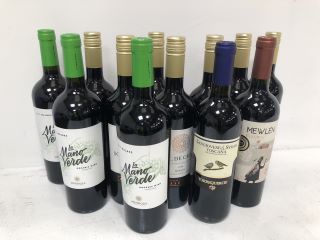 12 X ASSORTED BOTTLES OF WINE TO INCLUDE SOL DE CHILE, MEWLEN AND LA MANO VERDE (PLEASE NOTE: 18+YEARS ONLY. STRICTLY NO COURIER REQUESTS. COLLECTIONS FROM BA SALEROOM FROM THURSDAY 13TH - WEDNESDAY