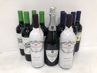 12 X ASSORTED BOTTLES OF WINE TO INCLUDE ALLINI, PASSAMANO, TORREQUERCIE AND LA MANO VERDE (PLEASE NOTE: 18+YEARS ONLY. STRICTLY NO COURIER REQUESTS. COLLECTIONS FROM BA SALEROOM FROM THURSDAY 13TH -