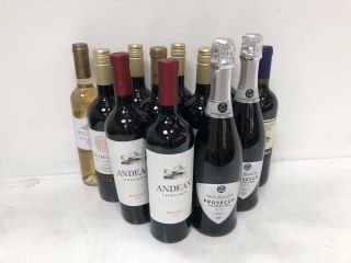 12 X ASSORTED BOTTLES OF WINE TO INCLUDE DUCA DI SASSETA, TORREQUERCIE, ALLINI AND SOL DE CHILE (PLEASE NOTE: 18+YEARS ONLY. STRICTLY NO COURIER REQUESTS. COLLECTIONS FROM BA SALEROOM FROM THURSDAY 1