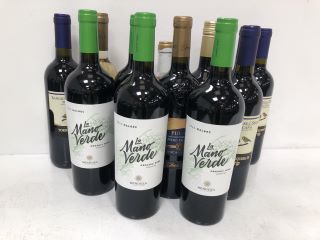 12 X ASSORTED BOTTLES OF WINE TO INCLUDE LA MANO VERDE, DUCA DI SASSETA AND VESEVO (PLEASE NOTE: 18+YEARS ONLY. STRICTLY NO COURIER REQUESTS. COLLECTIONS FROM BA SALEROOM FROM THURSDAY 13TH - WEDNESD
