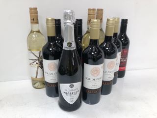 12 X ASSORTED BOTTLES OF WINE TO INCLUDE MULLED WINE, STEIERMARK AND SOL DE CHILE (PLEASE NOTE: 18+YEARS ONLY. STRICTLY NO COURIER REQUESTS. COLLECTIONS FROM BA SALEROOM FROM THURSDAY 13TH - WEDNESDA