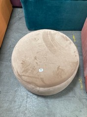 ROUND FOOTSTOOL IN BLUSH PINK CLEVER VELVET (COLLECTION OR OPTIONAL DELIVERY)