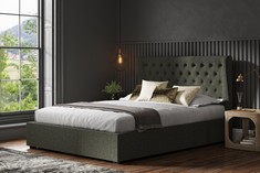 KENS OTTOMAN BED IN GREY FABRIC - SIZE: SUPER KING - RRP £915 (COLLECTION OR OPTIONAL DELIVERY) (KERBSIDE PALLET DELIVERY)