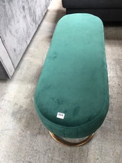 RUSSELL VELVET BENCH IN GREEN WITH CHROMING LEGS - RRP £100 (COLLECTION OR OPTIONAL DELIVERY)