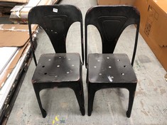 2 X BLACKY/BROWN METAL DINING CHAIRS (COLLECTION OR OPTIONAL DELIVERY)