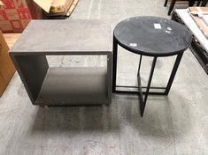 GREY SQUARE SIDE TABLE AND SIDE TABLE WITH BLACK METAL LEGS (COLLECTION OR OPTIONAL DELIVERY)