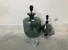 DARK GREEN GLASS TABLE LAMP TO INCLUDE SMALL DARK GREEN GLASS TABLE LAMP (COLLECTION OR OPTIONAL DELIVERY)
