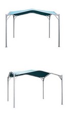 1 X SIGNATURE WEAVE SWAN STYLE GAZEBO WITH BLUE CANOPY - MODEL: GAZE0249 - RRP £369 (COLLECTION OR OPTIONAL DELIVERY)