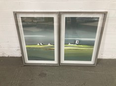 2 X FRAMED PHOTO OF HOUSES ON A BEACH (COLLECTION OR OPTIONAL DELIVERY)