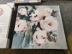 2 X ASSORTED ART TO INCLUDE PALE PINK BOUQUET CANVAS (COLLECTION OR OPTIONAL DELIVERY)