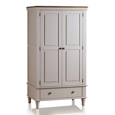 SHAY RUSTIC SOLID OAK AND PAINTED DOUBLE WARDROBE - ITEM NO. TPMAS022 - RRP £700 (COLLECTION OR OPTIONAL DELIVERY) (KERBSIDE PALLET DELIVERY)