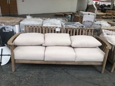 JOHN LEWIS BOARDWALK 3 SEATER GARDEN SOFA IN NATURAL WITH CREAM CUSHIONS - RRP £1099 (COLLECTION OR OPTIONAL DELIVERY)